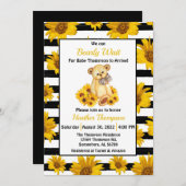 テディベアひまわり赤ちゃんシャワー 招待状 (正面/裏面)