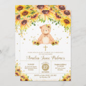 テディベアひまわり 花の洗礼・ baptistère 招待状 (正面/裏面)