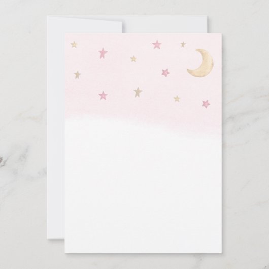 テディベアほこりっぽいピンク色のバルーン雲ベビーシャワー 招待状 (裏面)