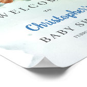 テディベアほこりっぽいブルーフローラユーカリへようこそ ポスター (角)