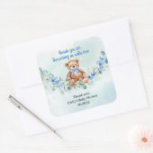 テディベアほこりっぽいブルーフローラユーカリリース スクエアシール (封筒)