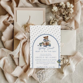 テディベアほこりっぽいブルーベリー甘いベビーシャワー 招待状