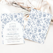 テディベアほこりっぽいブルーボーイベビーシャワー 招待状