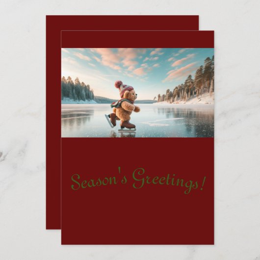 テディベアをテーマにしたクリスマスカード シーズンカード (正面/裏面)