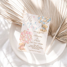 テディベアをテーマにした双子の男の子と女の子の赤ちゃんシャワー