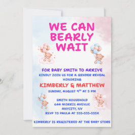 テディベアを使った性別発表の招待状