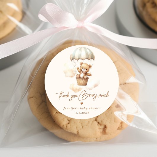 テディベアを待ち望感謝していみが有る ラウンドシール