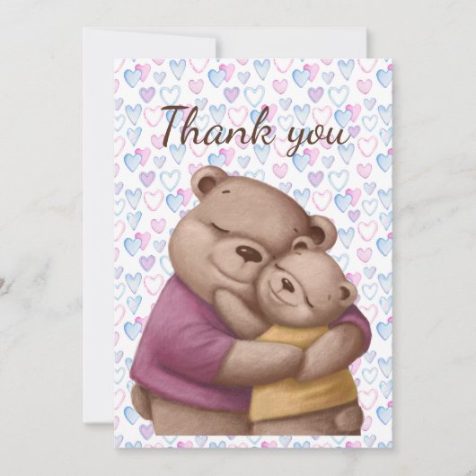 テディベアを抱きしめてくれてありがとう サンキューカード (正面)