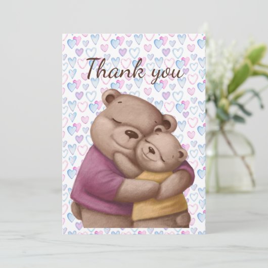 テディベアを抱きしめてくれてありがとう サンキューカード (スタンド正面)