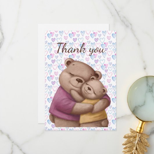 テディベアを抱きしめてくれてありがとう サンキューカード (正面/裏面インサイチュ)