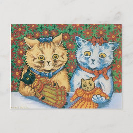 テディベアを抱くLouis Wain cats ポストカード