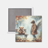 テディベアを持つ天使の少年 マグネット (正面/裏面)