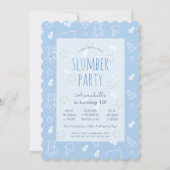 テディベアアイスクリームブルースランバーパーティー誕生日 招待状 (正面)