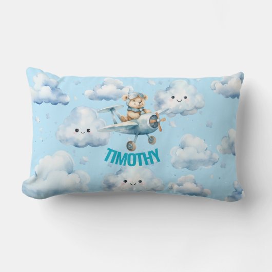 テディベアアビエータランバーピロー ランバークッション (正面)