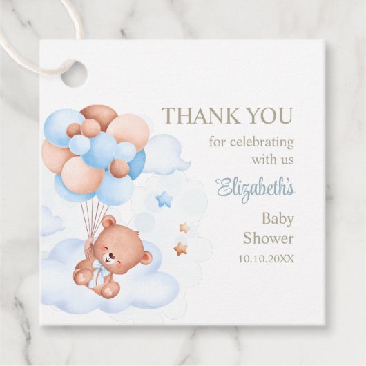 テディベアインザスカイありがとうメッセージカード フェイバータグ (正面)