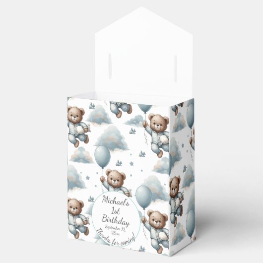 テディベアインブルーパジャマ誕生日 フェイバーボックス (オープン)