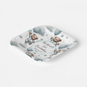 テディベアインブルーパジャマ誕生日 ペーパープレート (傾斜あり)