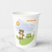 テディベアウェルカムベビー子供部屋デザイン 紙コップ (正面)