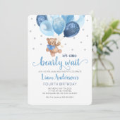 テディベアウエアリーウェイトベビー誕生日 招待状 (スタンド正面)