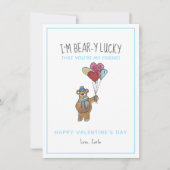 テディベアウォーターカラーフレンドバレンタインズデイホリド シーズンカード (正面)