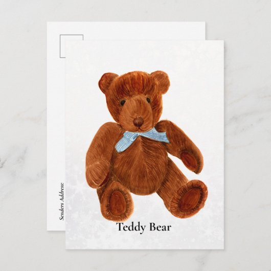 テディベアウォーター絵画カラーのはがき ポストカード (正面/裏面)
