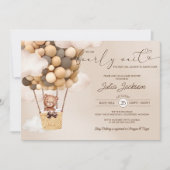 テディベアエアバルーン中央雲ベビーシャワー 招待状 (正面)