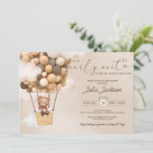 テディベアエアバルーン中央雲ベビーシャワー 招待状 (スタンド正面)