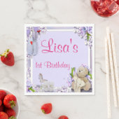 テディベアエレファントホース誕生日パーティー スタンダードランチョンナプキン (インサイチュ)