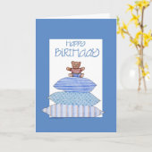 テディベアオンクッション誕生日 カード (黄色い花)