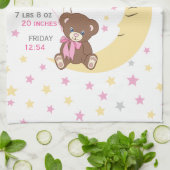 テディベアオンザムーンベビー誕生統計 キッチンタオル (折り畳み)