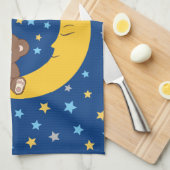 テディベアオンザムーンベビー誕生統計 キッチンタオル (四つ折り)