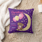 テディベアオンザムーンベビー誕生統計 クッション (ブランケット)