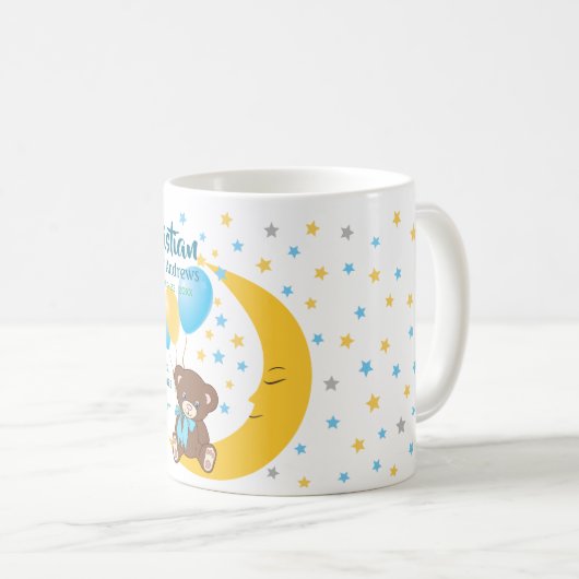 テディベアオンザムーンベビー誕生統計 コーヒーマグカップ (正面右)