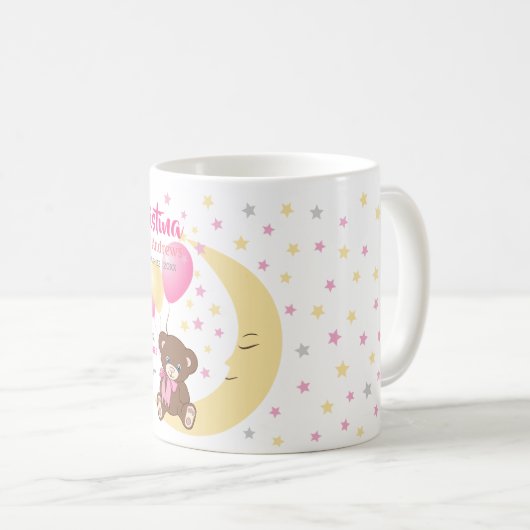 テディベアオンザムーンベビー誕生統計 コーヒーマグカップ (正面右)