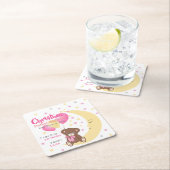 テディベアオンザムーンベビー誕生統計 スクエアペーパーコースター (インサイチュ)