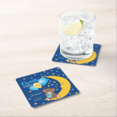 テディベアオンザムーンベビー誕生統計 スクエアペーパーコースター (インサイチュ)