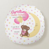 テディベアオンザムーンベビー誕生統計 ラウンドクッション (正面)