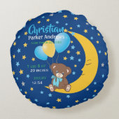 テディベアオンザムーンベビー誕生統計 ラウンドクッション (裏面)