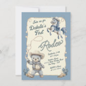 テディベアカウボーイホースロデオ誕生日 招待状 (正面)