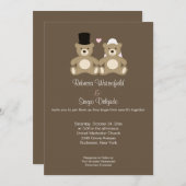 テディベアカスタマイズ結婚式招待状（茶） 招待状 (正面/裏面)