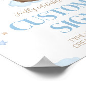 テディベアカスタムテーブル標識誕生日ベビーシャワー ポスター (角)