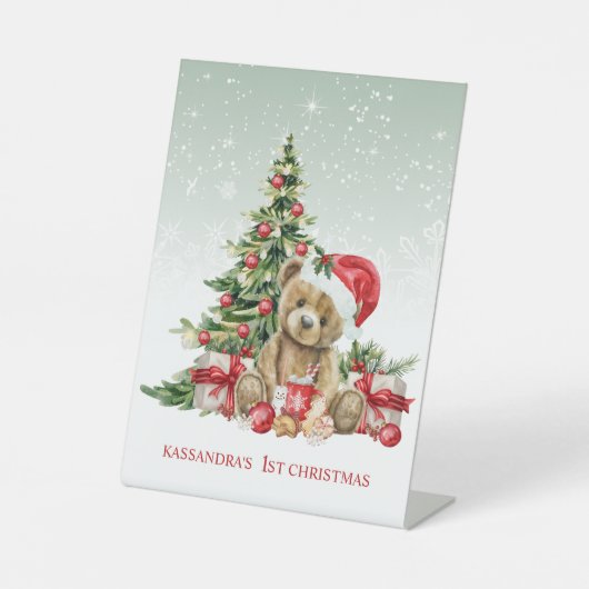 テディベアカラフルツリーベビー1stクリスマス 台座サイン (正面)