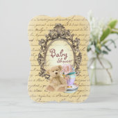 テディベアカントフランスのリーベビーシャワー招待状 招待状 (スタンド正面)