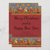 テディベアカントリー素朴クリスマスカード (正面/裏面)