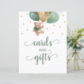 テディベアカードとギフトテーブルサイン赤ちゃんシャワー (スタンド正面)