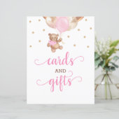 テディベアカードとギフトテーブルサイン赤ちゃんシャワー (スタンド正面)