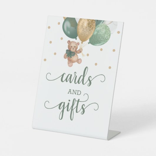 テディベアカードとギフト赤ちゃんシャワー 台座サイン (正面)