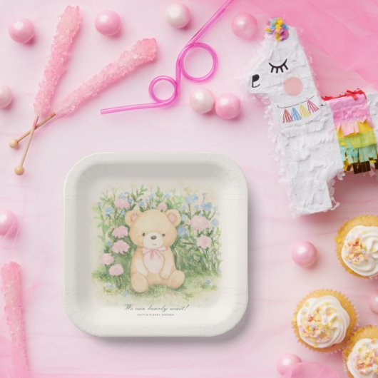 テディベアガーデンクラシックベビーシャワー ペーパープレート (パーティー)