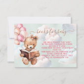 テディベアガールバルーンブックベビーカード 招待状 (正面)