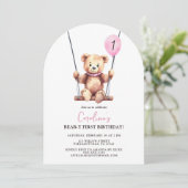 テディベアガールファースト誕生日 招待状 (スタンド正面)